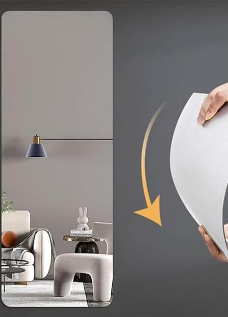 1pc Frameless Self-Adhesive Soft Classic Acrylic Full-Length Vertical Rectangular Mirror -  Large Wall Mirror for Bathroom, Bedroom, Wardrobe, Gym - Easy Peel & Stick Installation, Space-Saving Modern Home Decor
