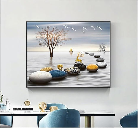 Modern minimalist luxury decorative painting for electrical meter boxes, no-drill distribution box wall art, restaurant low-voltage box cover, switch box mural Decorative Painting Electric Meter Box Socket Cover - Black Double-Layered Border E