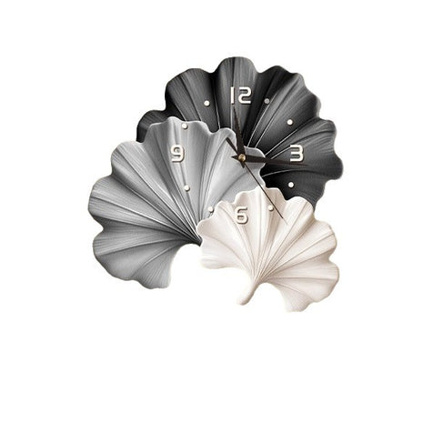 2D Flat, 1pc Modern Minimalist Art Ginkgo Leaf Pattern Creativity Clock Mute Decorative Wall Clock, Super Quiet Quartz Movement