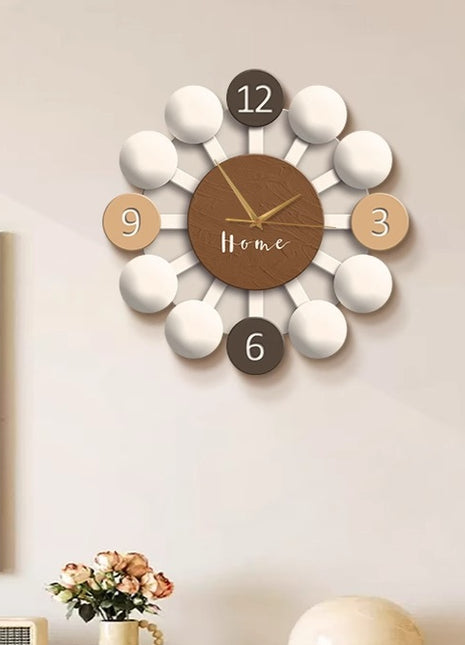Creative living room wall clock, modern and luxurious,  Super Silent Quartz Movement, No Ticking, Artificial Wood Construction, Perfect for living room
