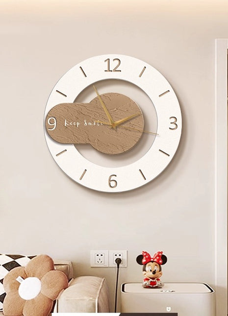Creative living room wall clock, modern and luxurious,  Super Silent Quartz Movement, No Ticking, Artificial Wood Construction, Perfect for Living Room, Bedroom, Kitchen, Coffee Bar Decor - Unique Home Gift and Festival Decoration