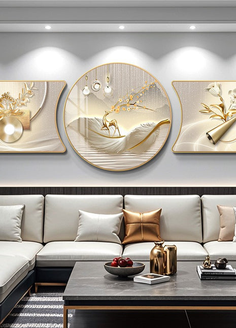 2D Flat, 3pcs 2D Flat New HD special-shaped rounded corner decorative painting, Mountain art prints, modern wall art prints, light luxury high-end modern decorative paintings