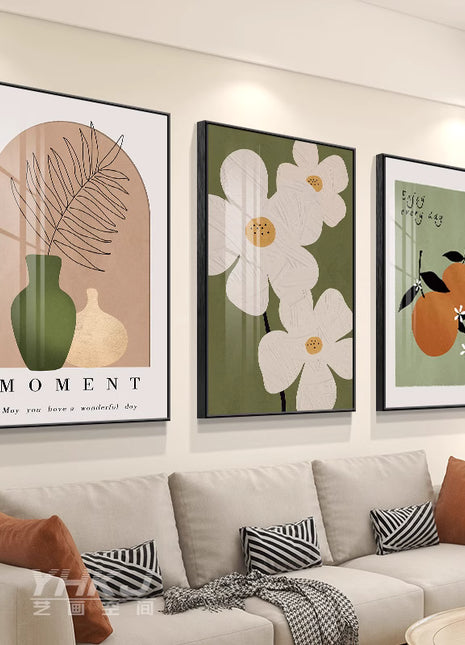 Modern minimalist living room decorative painting , canvas painting with border  With Frame SET OF 3May all your wishes come true