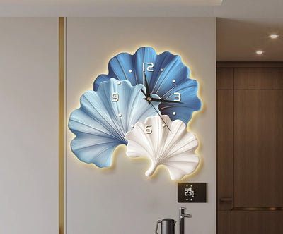2D Flat, 1pc Modern Minimalist Art Ginkgo Leaf Pattern Creativity Clock Mute Decorative Wall Clock