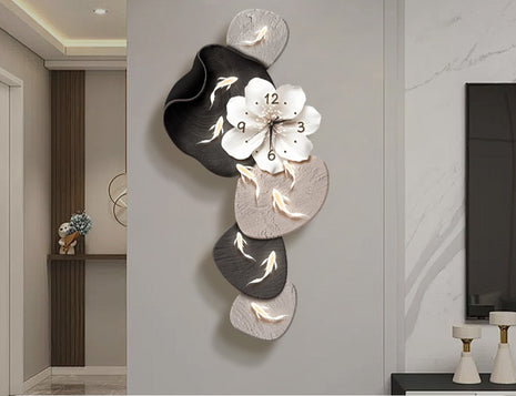 Modern minimalist nine-fish pattern living room clock, creative Clock