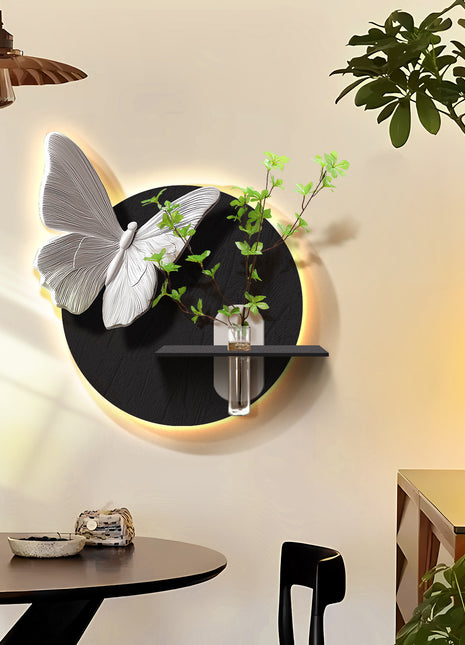 Black and white minimalist restaurant or home decorative painting with light or without light 50*50 cm+ Standard (non-illuminated) + Frameless 3D sandstone painting + Glass vase + Artificial greenery
