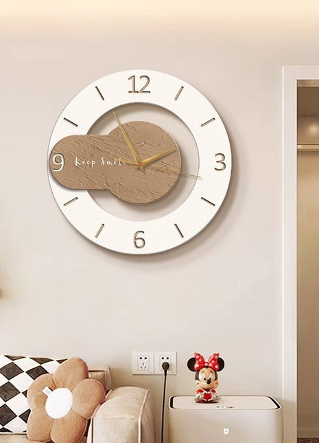 Creative living room wall clock, modern and luxurious,  Super Silent Quartz Movement, No Ticking, Artificial Wood Construction, Perfect for Living Room, Bedroom, Kitchen, Coffee Bar Decor - Unique Home Gift and Festival Decoration