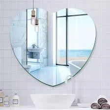 1 Heart-Shaped Acrylic Mirror Wall Decoration Sticker Shatterproof Square Mirror Panels, 1mm Thick Flexible Plastic Glass-like Surface, Easy Peel & Stick Installation for Bathroom, Shower, Living Room, Bedroom
