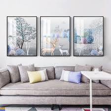 Modern minimalist living room decorative painting , canvas painting with border  With Frame SET OF 3 Fulu Home Delivery